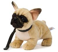 Uni-Toys - Bulldog francés (Beige) - con Correa - 26 cm (Longitud) - Perro de Peluche - Peluche