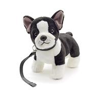 Uni-Toys - Bulldog francés (Blanco y Negro) con Correa - 25 cm (Longitud) - Perro de Peluche - Peluche
