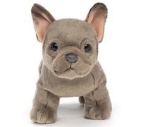 Uni-Toys - Bulldog francés (Gris) - Sin Correa - 26 cm (Longitud) - Perro de Peluche - Peluche