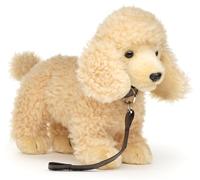 Uni-Toys - Caniche Albaricoque, de pie (con Correa) - 30 cm (Longitud) - Perro de Peluche - Peluche
