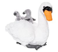Uni-Toys - Cisne con bebés - 24 cm (Altura) - pájaro de Peluche - Peluche
