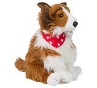 Uni-Toys - Collie de Pelo Largo con pañuelo (Motivo de Corazones) - 27 cm (Altura) - Perro de Peluche, Collie - Peluche