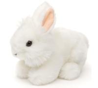 Uni-Toys - Conejo de Angora Blanco, Tumbado - 18 cm (Longitud) - Conejo de Peluche, Conejo - Peluche