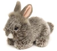 Uni-Toys - Conejo de Angora Gris, Tumbado - 18 cm (Longitud) - Conejo de Peluche, Conejo - Peluche