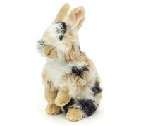 Uni-Toys - Conejo de Cabeza de león con Orejas erguidas - de pie - Negro-marrón y Blanco - 23 cm (Altura) - Conejo de Peluche - Peluche