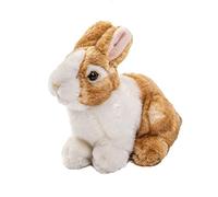 Uni-Toys Conejo marrón y Blanco, Sentado - 20 cm (Longitud) - Conejo de Peluche - Peluche