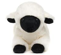 Uni-Toys - Cordero Blanco y Negro, Tumbado - 21 cm (Longitud) - Oveja de Peluche - Peluche