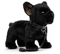 Uni-Toys - Eco-Line - Bulldog Francés (Negro) - con Correa - 26 cm (Longitud) - Perro de Peluche - Peluche