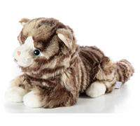 Uni-Toys - Gato doméstico Gris tigert, Tumbado - 25 cm (Longitud) - Gato de Peluche - Peluche