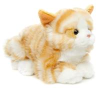 Uni-Toys - Gato marrón tigert, Tumbado - 20 cm (Longitud) - Gatito de Peluche - Peluche