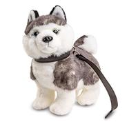 Uni-Toys - Husky Cachorro Gris, de pie (con Correa) - 21 cm (Longitud) - Perro de Peluche - Peluche de Peluche