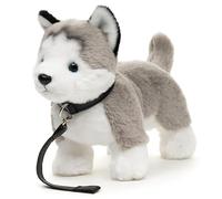 Uni-Toys - Husky Gris, de pie (con Correa) - 30 cm (Longitud) - Perro de Peluche - Peluche