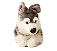 Uni-Toys Husky Tumbado - 40 cm (Longitud) - Perro de Peluche, Color Gris