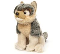 Uni-Toys - Lobo Gris Joven, Sentado - 26 cm (Longitud) - Lobo de Peluche, Lupus - Peluche