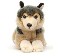 Uni-Toys - Lobo Gris, Tumbado - 22 cm (Longitud) - Lobo de Peluche, Lupus - Peluche
