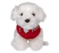 Uni-Toys - Maltés con pañuelo I Love You - 26 cm (Longitud) - Perro de Peluche - Peluche