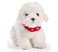 Uni-Toys - Maltés de pie - con pañuelo (Motivo de Corazones) - 32 cm (Longitud) - Perro de Peluche - Peluche de Peluche