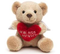 Uni-Toys - Oso de Peluche de ángel de la Guarda con corazón Rojo Favorito - Plushie - 13 cm (Altura) - Peluche