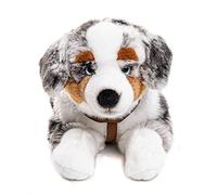 Uni-Toys - Pastor australiano con arnés, tumbado - 63 cm (longitud) - Perro - Peluche de peluche