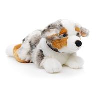 Uni-Toys - Pastor Australiano con Collar acostado - 40 cm (Longitud) - Perro de Peluche, Mascota - Peluche
