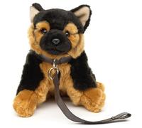 Uni-Toys - Perro Pastor alemán, Sentado - con Correa - 18 cm (Altura) - Perro de Peluche, Mascota - Peluche