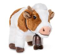 Uni-Toys - Vaca Blanco-marrón, de pie - con Campana - 27 cm (Longitud) - Vaca de Peluche - Peluche