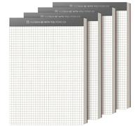 UNIANE Bloc de notas A5, cuadriculado, 4 bloc de notas cuadriculado A5, 70 hojas (140 por bloc), papel de 80 g/m², notas arrancables para oficina, hogar, escuela
