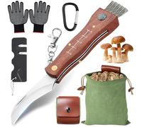 UNIANE Cuchillo de setas con cepillo, funda para setas, para recoger setas/trufas, cuchillo de setas con pincel de acero inoxidable, cuchillo de setas, bolsa