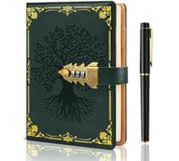UNIANE Diario con candado para mujer/hombre,diario vintage con candado,cuaderno A5 con juego de bolígrafos,recargable,cuaderno para escribir,niñas,hombres,estudiantes,21 x 15 cm (Verde oscuro)