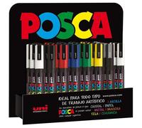 UNIBALL EXPOSITOR MARCADOR POSCA PC-3M/3D BLANCO-ROJO-VERDE-PLATA-NEGRO-AZUL-AMARILLO -36U-