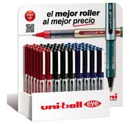 UNIBALL EXPOSITOR ROLLERBALL EYE MICRO UB-150 54 UNIDADES ROJO-NEGRO-AZUL -54U-