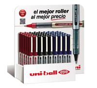 UNIBALL EXPOSITOR ROLLERBALL EYE ULTRA MICRO UB-150-38/3D 36 UNIDADES ROJO-NEGRO-AZUL -36U-