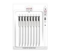 Uniball One - Bolígrafo de gel retráctil y recargable, punta mediana de 0,7 mm, tinta negra, 8 bolígrafos