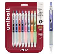 Uniball Signo 207 - Bolígrafo de gel, retráctil, mediano de 0,7 mm, varios colores de tinta y barril, paquete de 8