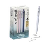 Uniball Zento - Bolígrafos retráctiles de tinta de gel líquido, punta media (0.7 mm), barriles silenciados, tinta negra, docena