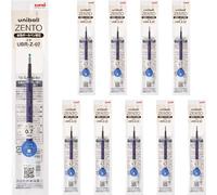 Uniball ZENTO - Recambio de tinta a base de agua UBR-Z-07, punta media de 0,7 mm, azul, compatible con bolígrafos Uniball ZENTO, UBRZ07.33, paquete de 10
