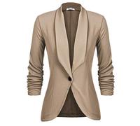 UNibelle Blazer Chaqueta Larga Deportiva Elegante para Mujer Cárdigan de Manga 3/4 Chaqueta de Trabajo de Verano Slim Fit, Caqui Oscuro, XXL