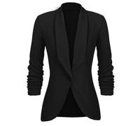 UNibelle Chaqueta larga deportiva elegante para mujer, chaqueta de trabajo de manga 3/4, chaqueta larga festiva ajustada de verano, negro, L