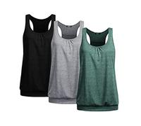 UNibelle Tank Top Camiseta de Yoga para Mujer Top Sport Tank Top sin Mangas Racerback Fitness Top Training 3-Pack, 3-Pack_ Negro/Gris Claro/Verde Botella, L