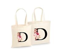 Unibly Bolso personalizado de la A a la Z para mujeres, mamá, hermana, amigas y damas de honor, bolsa de algodón, 200 g/m², con certificado Oeko-Tex, bolsa de la compra, bolsa de tela, Letra L, large