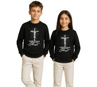 Unibly Christmas Begins with Christ Cross Jesús | Navidad Navidad Navidad X-Mas Niños Jersey, Negro , 128