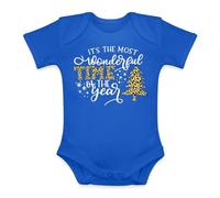 Unibly It's the most wonderful time of the year - Figura de árbol de Navidad con copos de nieve, azul, 0 meses