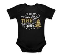 Unibly It's the most wonderful time of the year - Figura de árbol de Navidad con copos de nieve, Negro , 3 meses