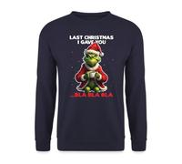 Unibly Last Christmas I Gave You Bla Bla Grinch - Jersey navideño navideño, azul marino, L