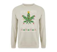 Unibly Merry Litmas Cannabis Marihuana Hoja de Cáñamo Hierba Hierba | Ugly Christmas Christmas Sweater Suéter, piedra natural, XXL