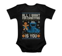Unibly Miga Galletas Monster | All I Want | Ugly Christmas Sweater Navidad Sudadera Bebé Body, Negro , 3 meses