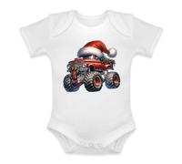 Unibly Monster truck Vehículo Gorro de Navidad | Navidad Christmas X-Mas Baby Body, Blanco, 3 meses