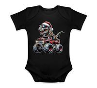 Unibly Monstertruck Dino T-Rex en cadena de luces Gorro de Navidad | Navidad Navidad X-Mas Baby Body, Negro , 6 meses
