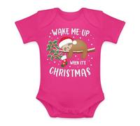 Unibly Wake me up when it's Christmas Faultier Muérdago Calcetín de Navidad Dormir Perezoso | Navidad Navidad X-Mas Baby Body, Rosa., 12 meses