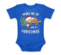 Unibly Wake me up when it's Christmas Faultier Muérdago Calcetín de Navidad Dormir Perezoso | Navidad Navidad X-Mas Baby Body, azul, 18 meses